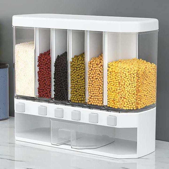3-in-1 Wall Mounted Cereal & Dry Food Dispenser | Airtight Food Storage Container with Portion Control | Black