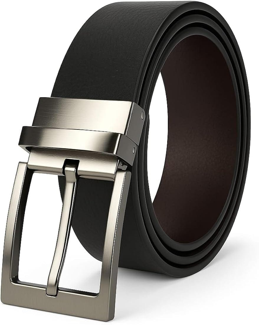 Men's Premium Black Leather Belt with Stylish Metal Buckle | Formal & Casual Wear