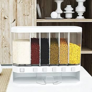 3-in-1 Wall Mounted Cereal & Dry Food Dispenser | Airtight Food Storage Container with Portion Control | Black