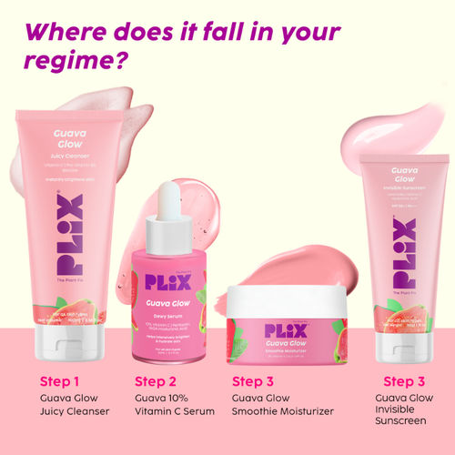 PLIX Guava Glow Skincare Kit (Cleanser + Vitamin C Serum + Moisturizer + Sunscreen)