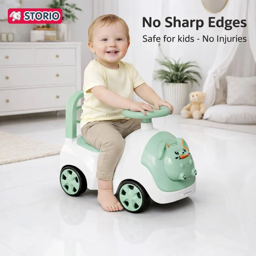 Kids Ride-On Push Car with Steering Wheel & Backrest