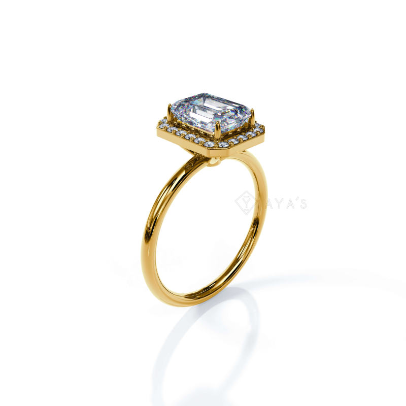 18K Yellow Gold Pave Diamond Signet Ring for womens