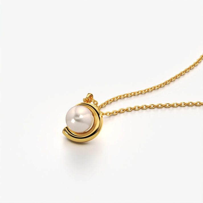 Women's Gold Plated Pearl Pendant Necklace | Elegant Minimalist Chain Necklace for Women & Girls