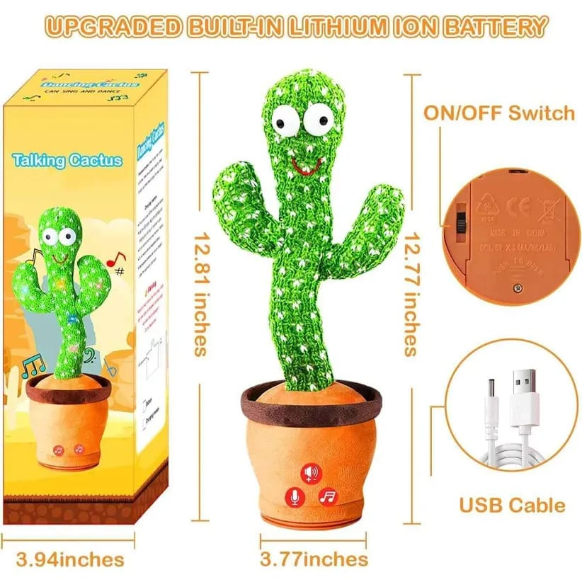 Dancing Cactus Plush Toy with 120 Songs – Musical Talking Cactus Toy