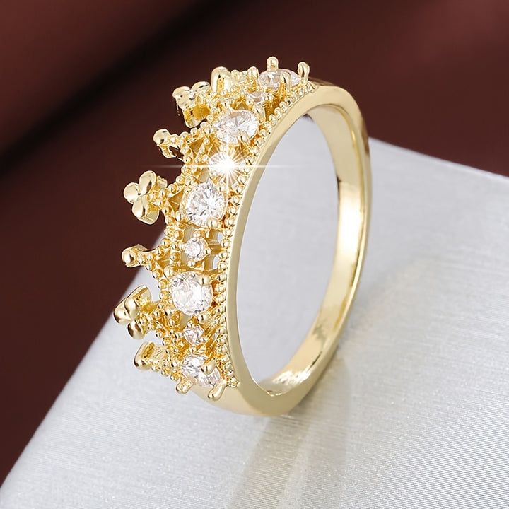 Silver Crown Stlye Crystal Desinger  Ring