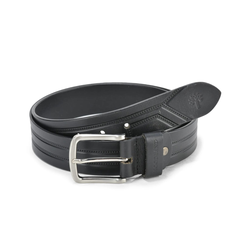 Men's Premium Black Leather Belt with Stylish Metal Buckle | Formal & Casual Wear