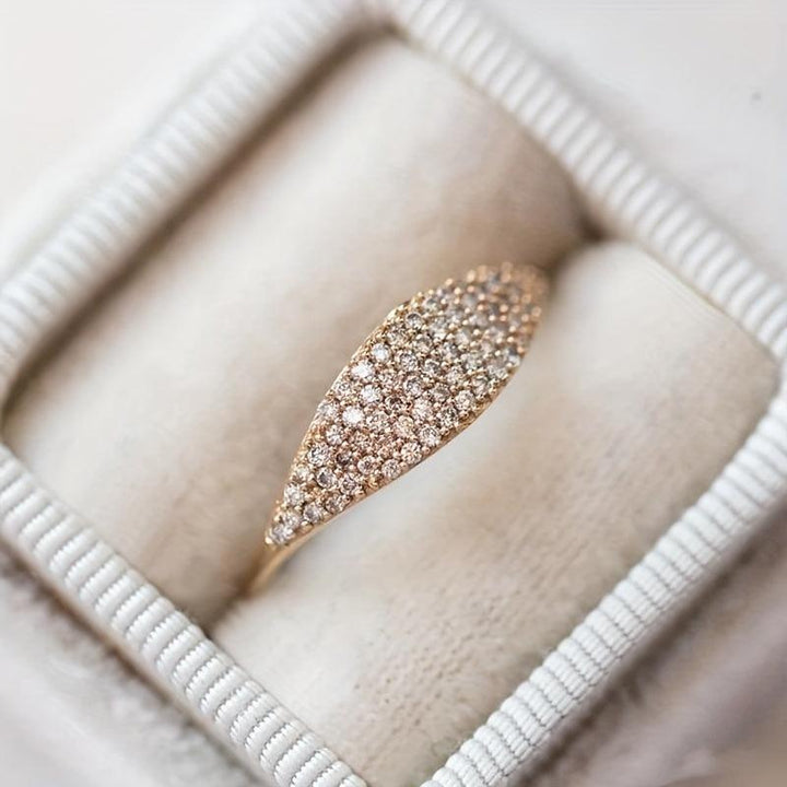 Golde Tone Pave Crystal Desiginer Ring