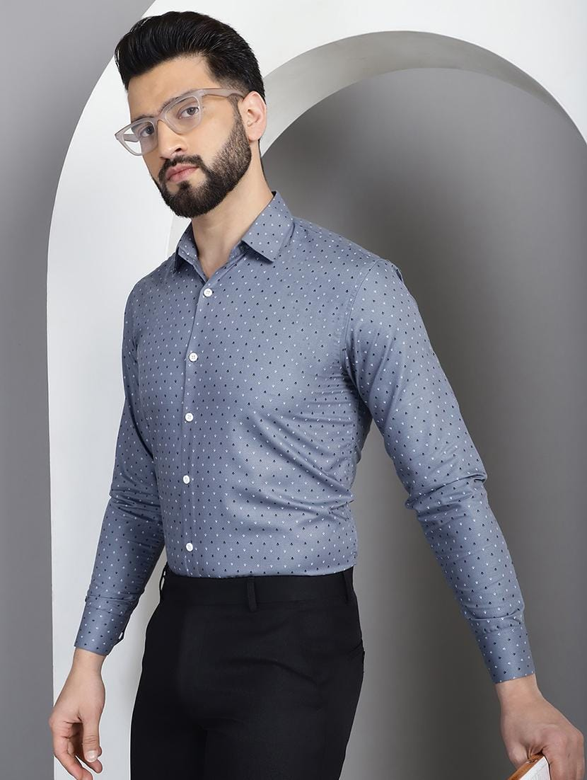 Men's White Striped Cotton Blend Casual Full Sleeve Shirt