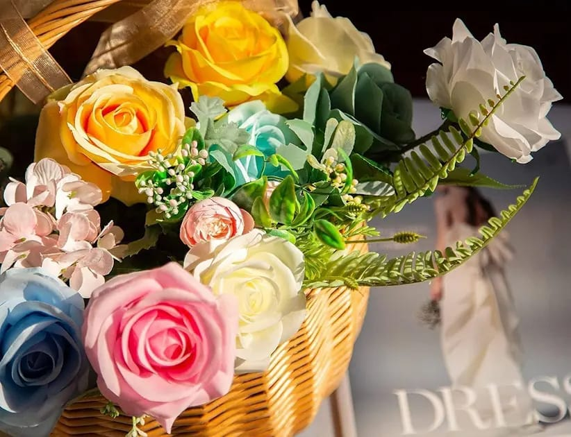 Artificial Flower Bouquet with Decorative Ceramic Pot