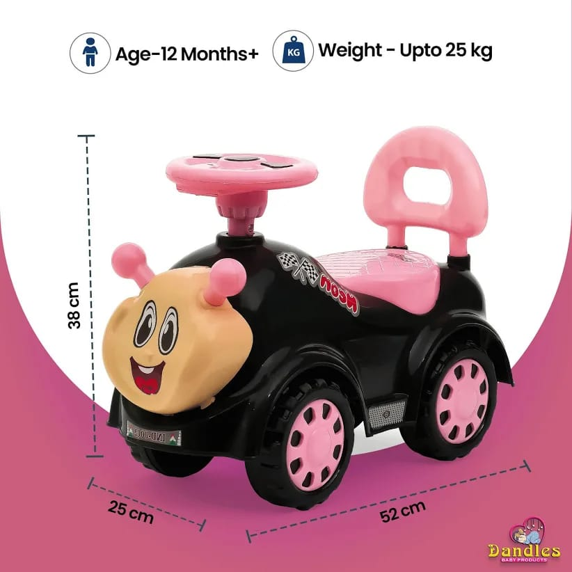 Kids Ride-On Push Car with Steering Wheel & Backrest